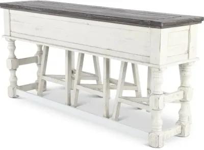 Stone White Wash Console Table with 3 Stools