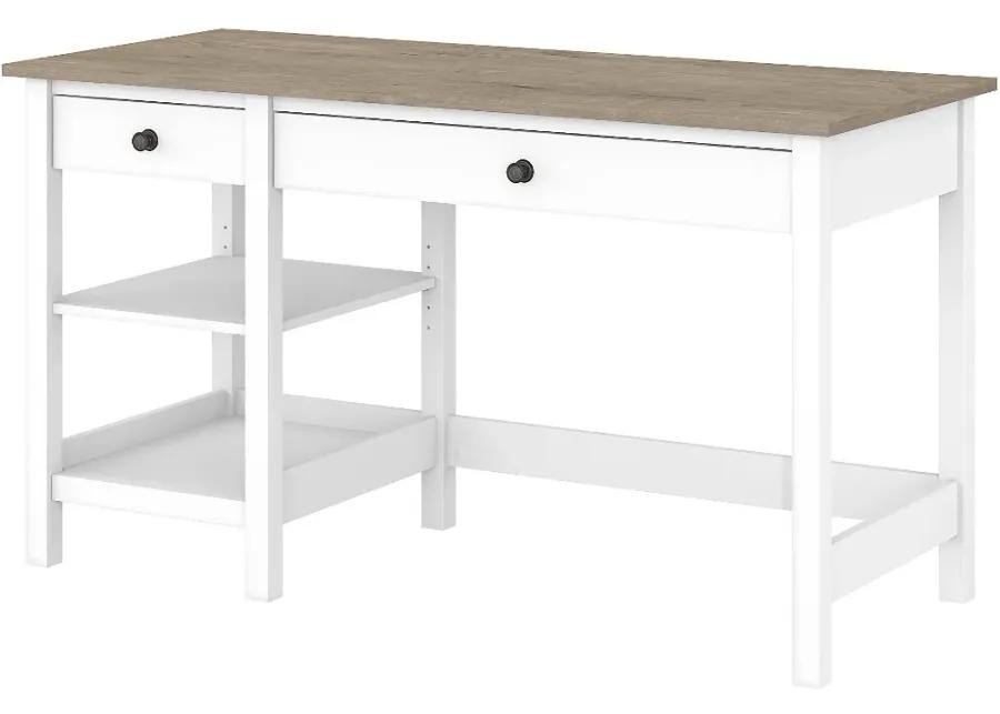 White and Gray Open Storage Desk - Bush Furniture