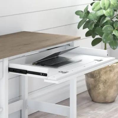 White and Gray Open Storage Desk - Bush Furniture