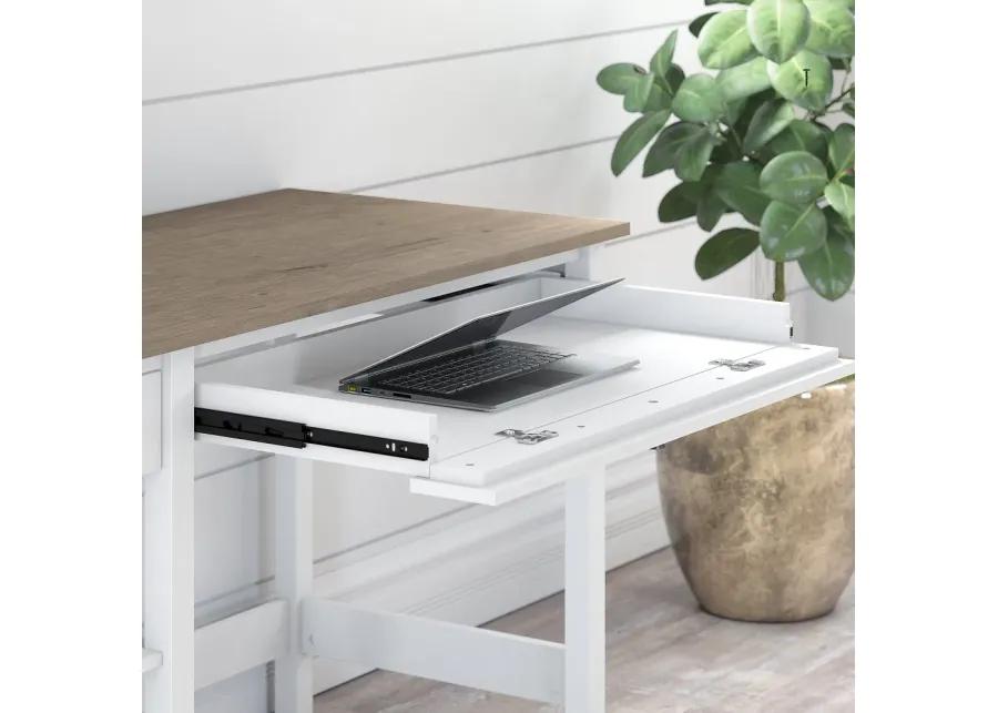 White and Gray Open Storage Desk - Bush Furniture