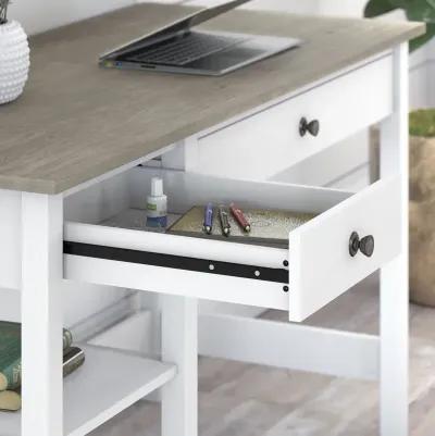 White and Gray Open Storage Desk - Bush Furniture