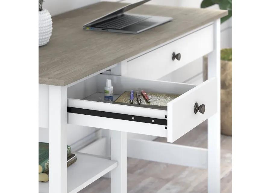 White and Gray Open Storage Desk - Bush Furniture