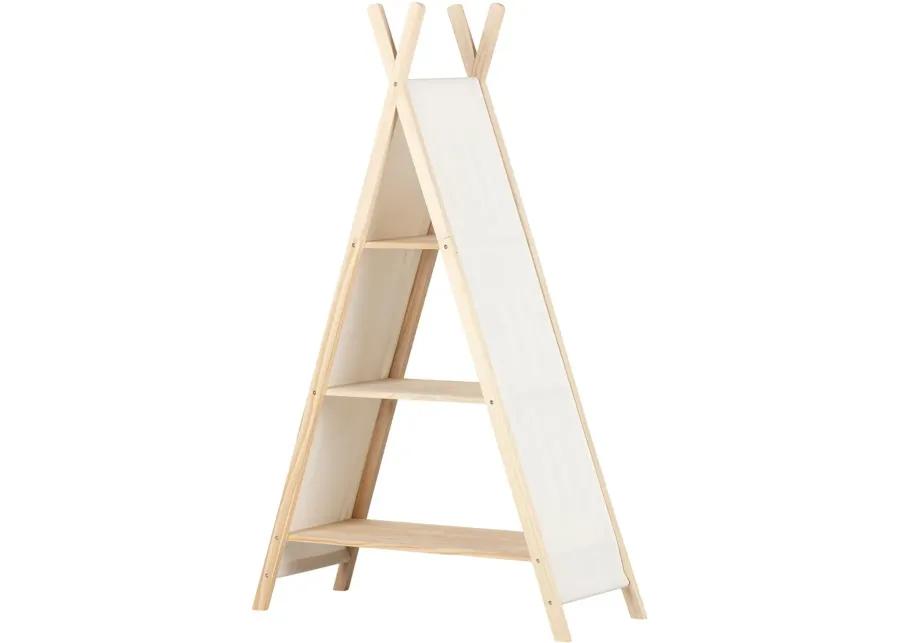 Sweedi Natural White Cotton and Pine Teepee Shelving Unit - South...