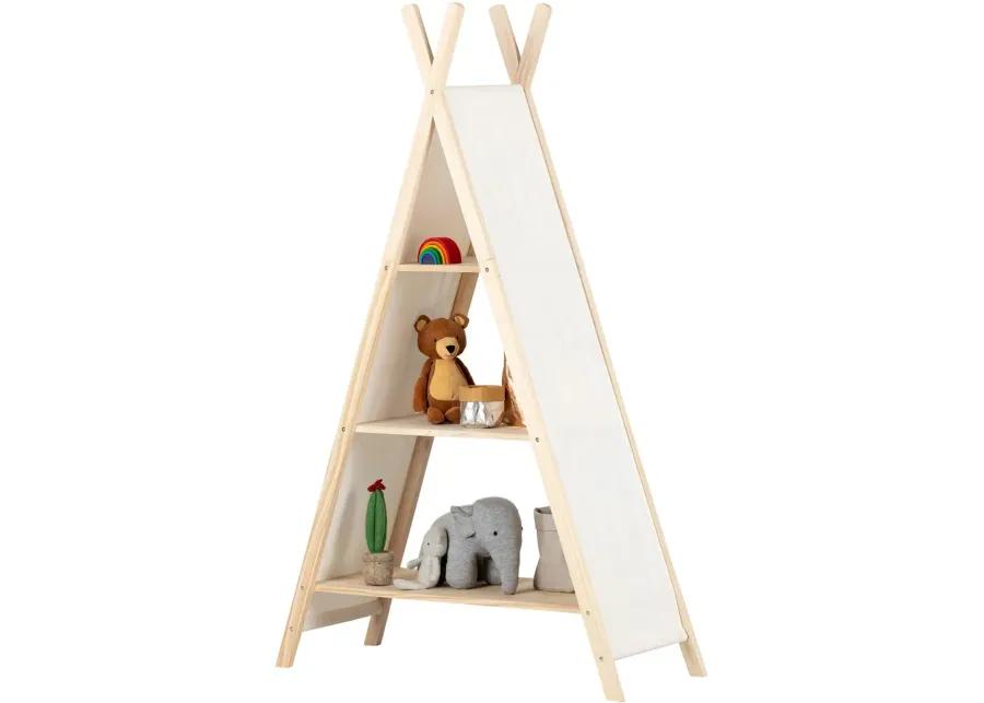 Sweedi Natural White Cotton and Pine Teepee Shelving Unit - South...