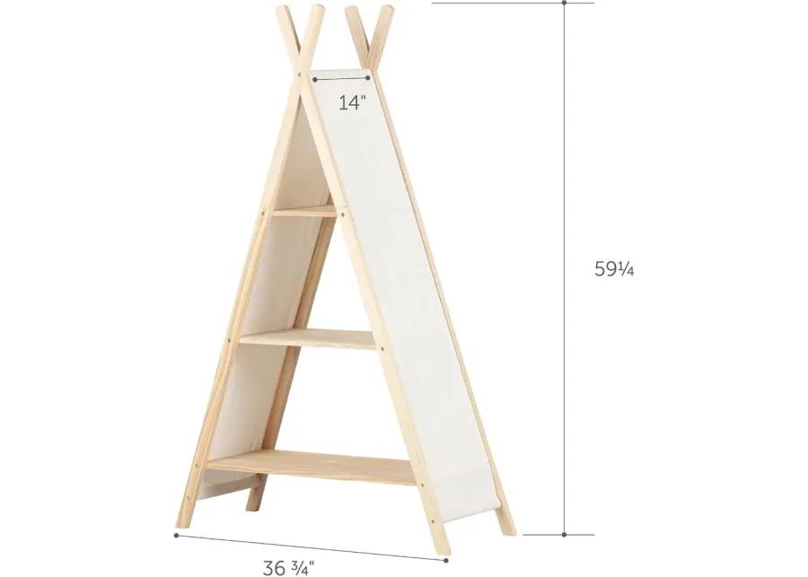 Sweedi Natural White Cotton and Pine Teepee Shelving Unit - South...