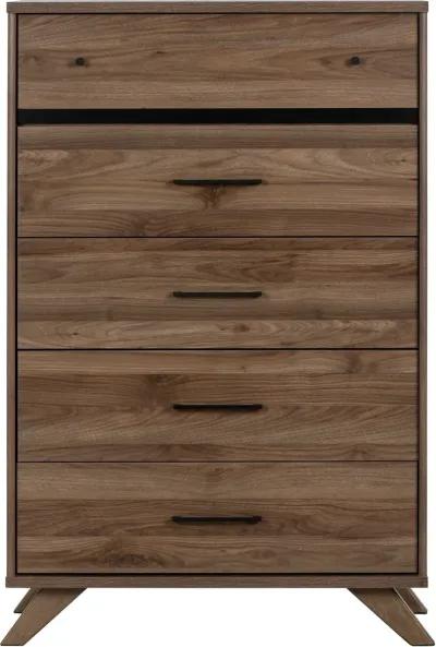 Modern Walnut Brown Chest of Drawers - South Shore