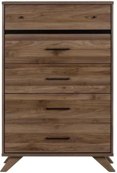 Modern Walnut Brown Chest of Drawers - South Shore