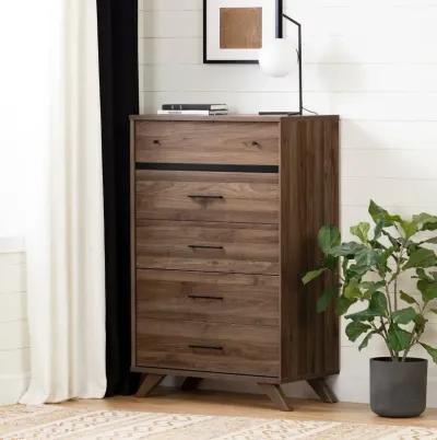 Modern Walnut Brown Chest of Drawers - South Shore