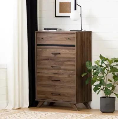 Modern Walnut Brown Chest of Drawers - South Shore