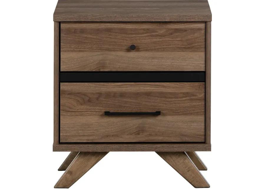 Modern Walnut Brown Nightstand - South Shore