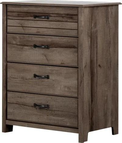 Ulysses Brown Oak 4-Drawer Chest - South Shore