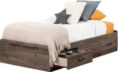 Ulysses Brown Oak Twin 3-Drawer Mates Bed - South Shore