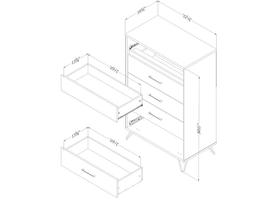 Modern Walnut and Charcoal Chest of Drawers - South Shore