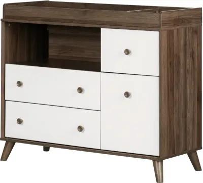 Yodi Modern Walnut Brown and White Changing Table - South Shore