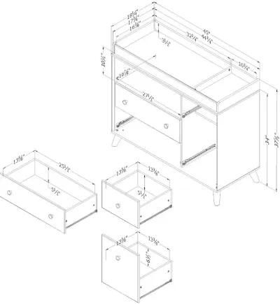 Yodi Modern Walnut Brown and White Changing Table - South Shore