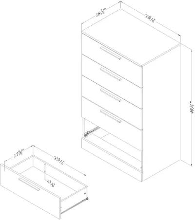 Gray Oak Chest of Drawers - South Shore