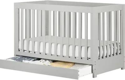 Yodi Modern Light Gray Crib with Drawer and Toddler Rail - South Shore