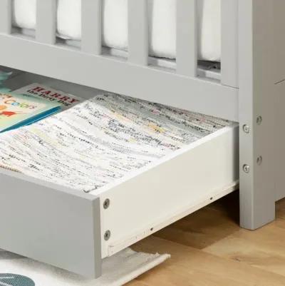 Yodi Modern Light Gray Crib with Drawer and Toddler Rail - South Shore