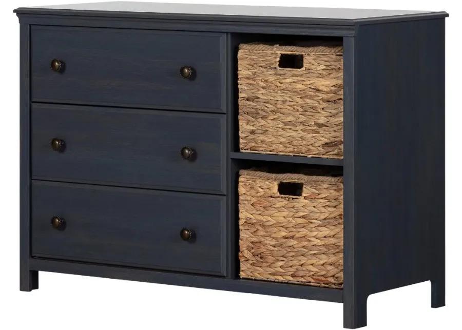 Cotton Candy Blue 3 Drawer Dresser with Baskets - South Shore