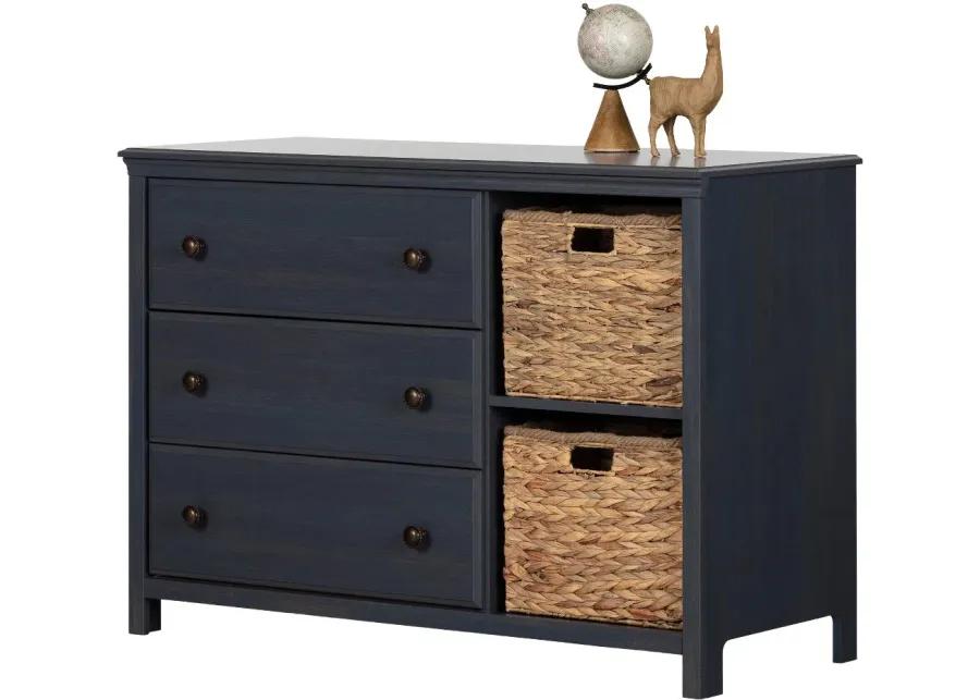 Cotton Candy Blue 3 Drawer Dresser with Baskets - South Shore