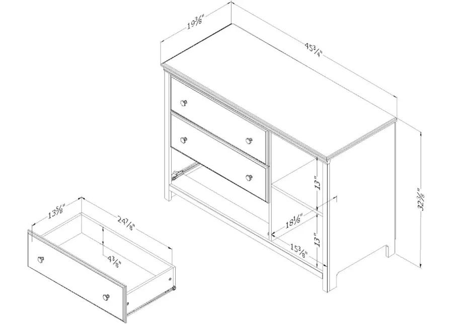 Cotton Candy Blue 3 Drawer Dresser with Baskets - South Shore