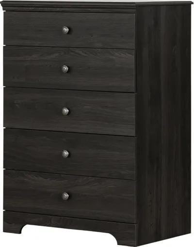 Zach Classic Dark Gray Oak Chest of Drawers - South Shore