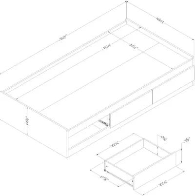 Navali Seaside Pine Twin Storage Platform Bed - South Shore