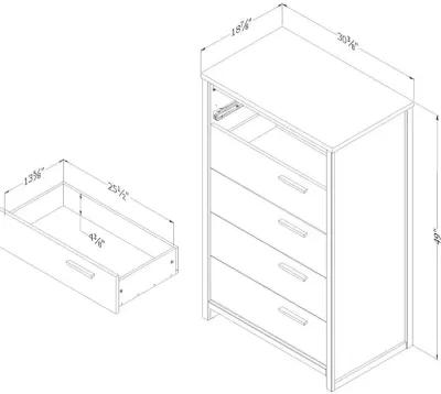 Modern Natural Walnut Chest of Drawers - South Shore