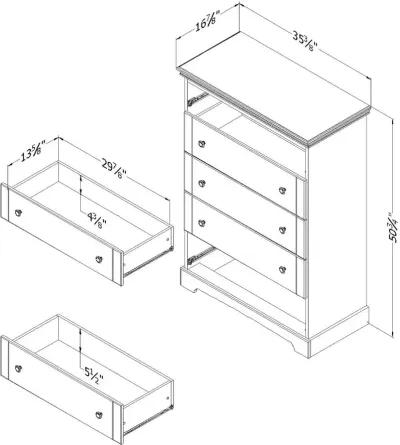 Lilak Cottage Winter Oak White Chest of Drawers - South Shore