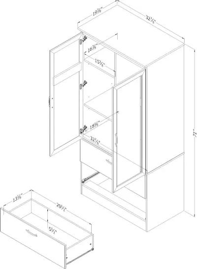 Contemporary Gray Oak Wardrobe Armoire - Acapella