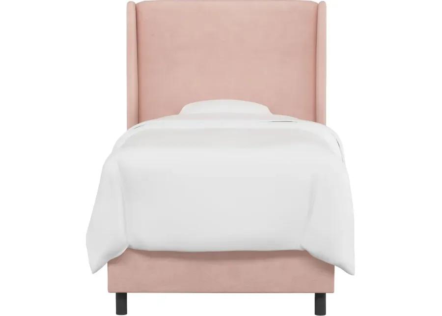 Sloane Velvet Blush Curved Wingback Full Bed - Skyline Furniture