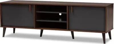 Modern Brown and Dark Grey Finished Mid-Century TV Stand - Abilene