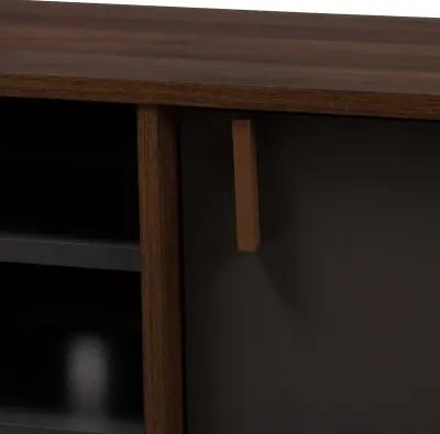 Modern Brown and Dark Grey Finished Mid-Century TV Stand - Abilene