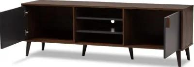 Modern Brown and Dark Grey Finished Mid-Century TV Stand - Abilene