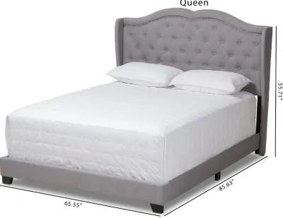 Contemporary Light Gray Upholstered Queen Bed - Lainey