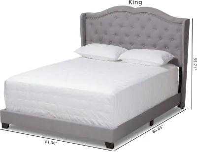 Contemporary Light Gray Upholstered King Bed - Lainey