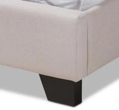 Contemporary Beige Upholstered Full Bed - Natasha