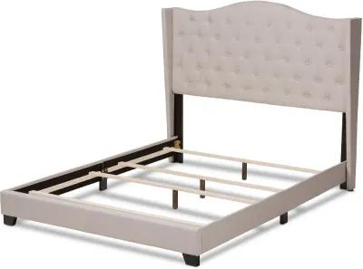 Contemporary Beige Upholstered Full Bed - Natasha