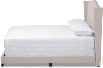 Contemporary Beige Upholstered Full Bed - Natasha