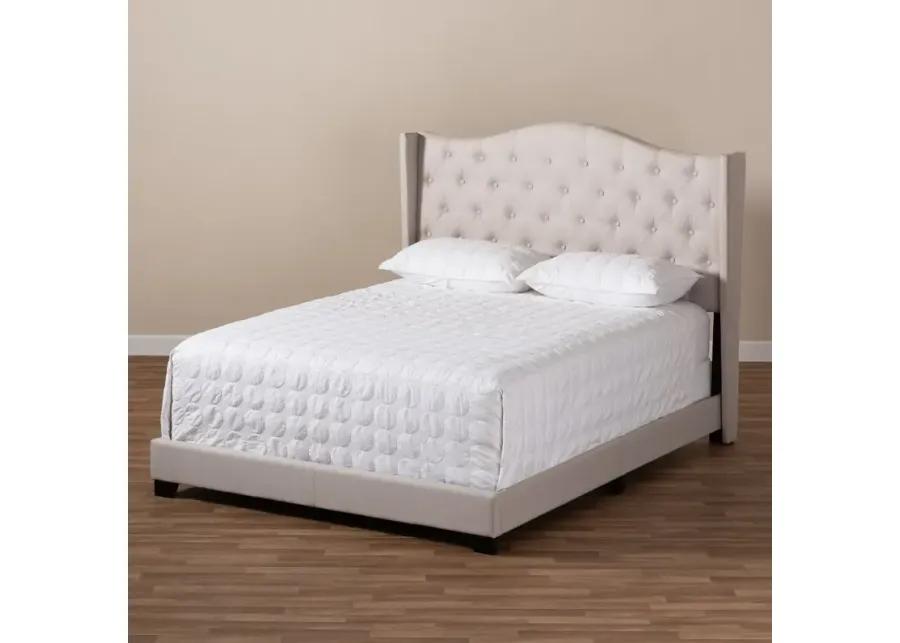 Contemporary Beige Upholstered King Bed - Natasha