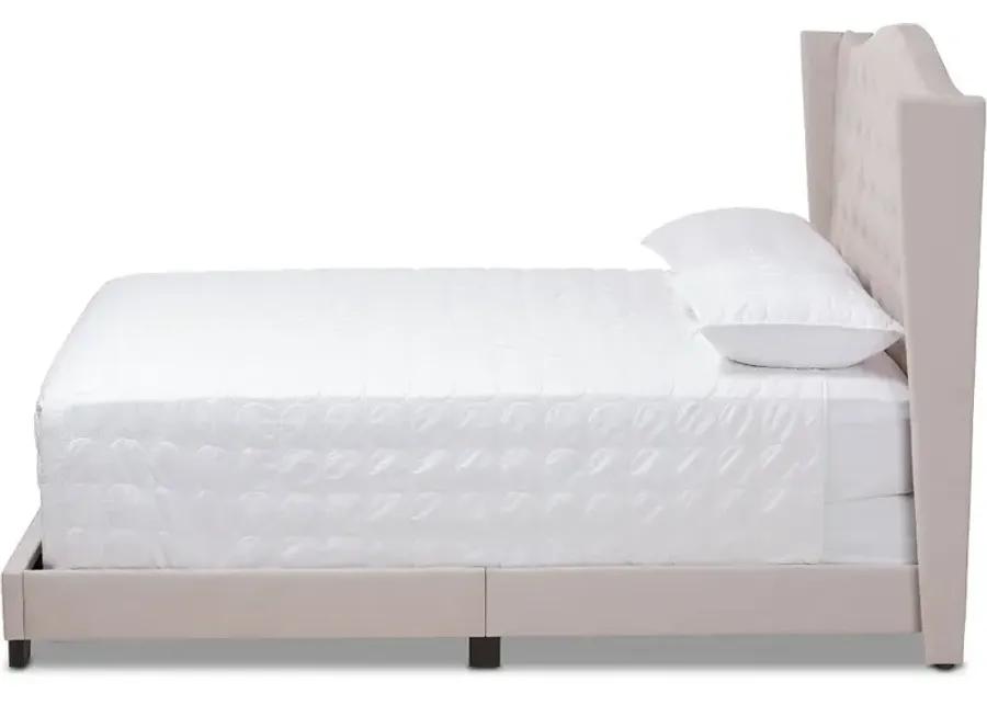 Contemporary Beige Upholstered King Bed - Natasha