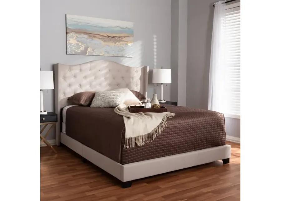 Contemporary Beige Upholstered King Bed - Natasha