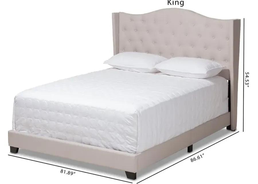 Contemporary Beige Upholstered King Bed - Natasha