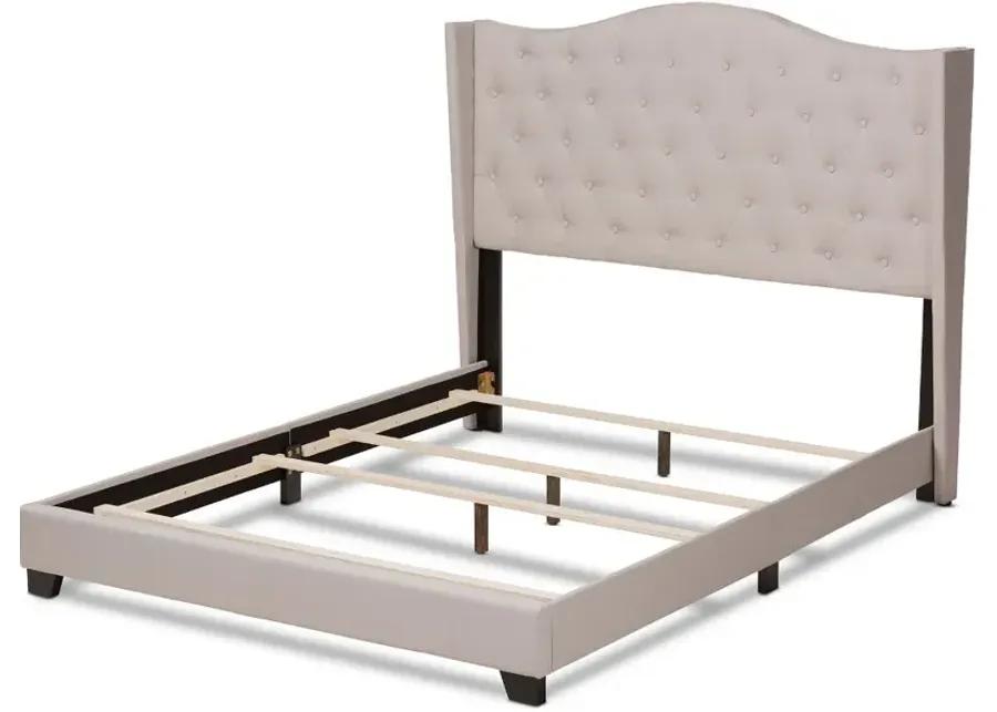 Contemporary Beige Upholstered King Bed - Natasha