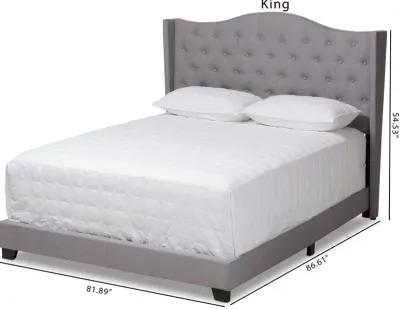 Contemporary Light Gray Upholstered Full Bed - Natasha