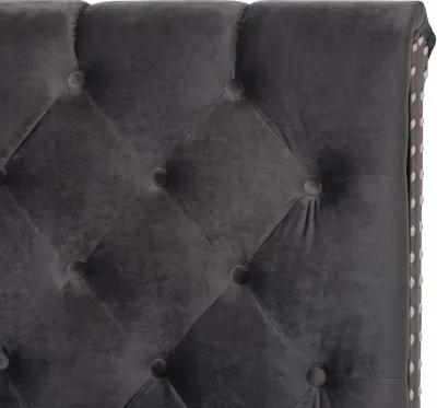 Glam Dark Gray Velvet Upholstered Full Bed - Katelin