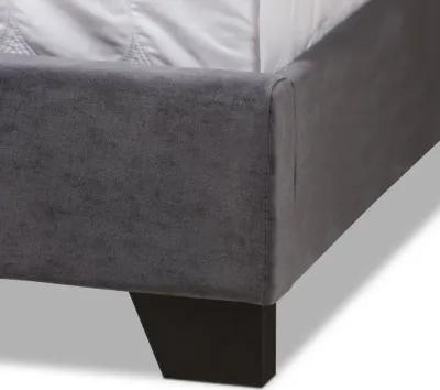 Glam Dark Gray Velvet Upholstered Full Bed - Katelin