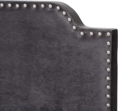 Glam Dark Gray Velvet Upholstered King Bed - Eleanora