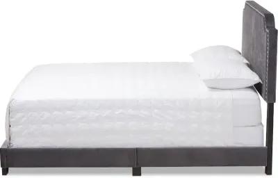 Glam Dark Gray Velvet Upholstered King Bed - Eleanora