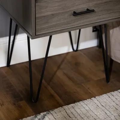 Gray Hairpin Leg Nightstand - Walker Edison